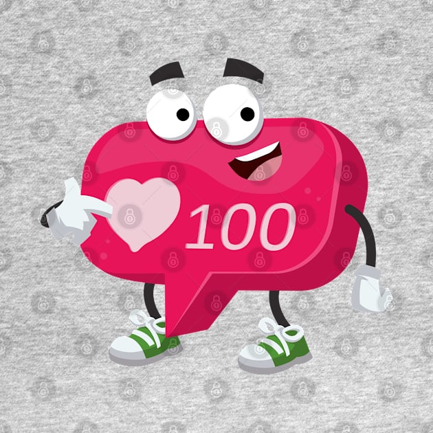 cartoon follower like Icon of social media notification, 100 likes mascot showing himself by VizRad